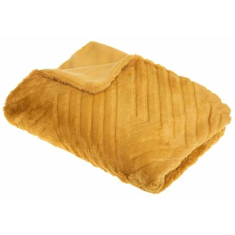 ATMOSPHERA, CRATEUR D'INTRIEUR Plaid Imitation Fourrure "Geo" 120x160cm Ocre 3 ATMOSPHERA, CRATEUR D'INTRIEUR Plaid Imitation Fourrure "Geo" 120x160cm Ocre