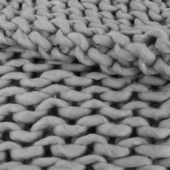 Paris Prix - Plaid Déco Maille "chunky" 120x150cm Gris -Plaid et couverture Soldes 33674789 3