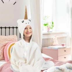 Paris Prix - Plaid Enfant "licorne" 90x110cm Ivoire -Plaid et couverture Soldes 33674891 3