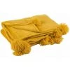Paris Prix - Plaid Déco à Pompons "polyes" 130x170cm Ocre -Plaid et couverture Soldes 33675316 1