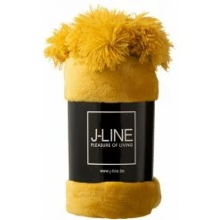 Paris Prix - Plaid Déco à Pompons "polyes" 130x170cm Ocre -Plaid et couverture Soldes 33675316 3