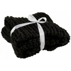 Paris Prix - Plaid Déco Maille "tricoté" 127x152cm Noir