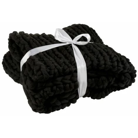 Paris Prix - Plaid Déco Maille "tricoté" 127x152cm Noir 3 Paris Prix - Plaid Déco Maille "tricoté" 127x152cm Noir