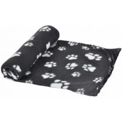 Paris Prix - Plaid Polaire Pour Chien "pattes" 100cm Noir