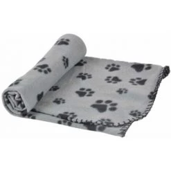 Paris Prix - Plaid Polaire Pour Chien "pattes" 100cm Gris