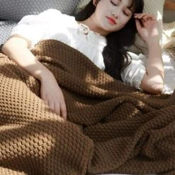 LangRay Couverture Tricoter,Nordic Faite à La Main En Tricot Couverture Mode Pour Couverture Souple Plaids Pour Canapé Bedsure Couverture Couvre-lit,Beige-110x150CM -Plaid et couverture Soldes 33756366 4