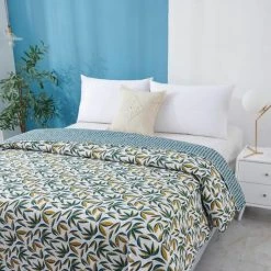 ATMOSPHERA, CRATEUR D'INTRIEUR Dessus De Lit Imprimé "Bando" 220x240cm Bleu Canard 7 ATMOSPHERA, CRATEUR D'INTRIEUR Dessus De Lit Imprimé "Bando" 220x240cm Bleu Canard -Plaid et couverture Soldes 33768461 3