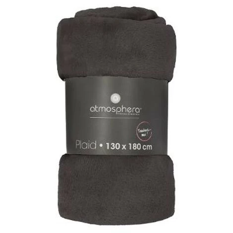 ATMOSPHERA, CRATEUR D'INTRIEUR Plaid Doux Uni "Flanel" 130x180cm Gris Foncé 4 ATMOSPHERA, CRATEUR D'INTRIEUR Plaid Doux Uni "Flanel" 130x180cm Gris Foncé – Image 2