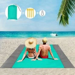 LangRay Plafond De Plage, Tapis De Plage, Très Grand, 210 X 200 Cm, Imperméable, Pantalon, Recouvrement D'eau, Couverture De Pique-nique Avec 4 Ongles Solides, Bord Renforcé Pour La Plage, Camping, Randonnée Et Excursions D'herbe