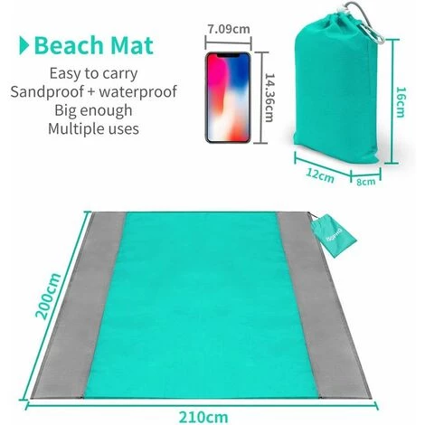 LangRay Plafond De Plage, Tapis De Plage, Très Grand, 210 X 200 Cm, Imperméable, Pantalon, Recouvrement D'eau, Couverture De Pique-nique Avec 4 Ongles Solides, Bord Renforcé Pour La Plage, Camping, Randonnée Et Excursions D'herbe 4 LangRay Plafond De Plage, Tapis De Plage, Très Grand, 210 X 200 Cm, Imperméable, Pantalon, Recouvrement D'eau, Couverture De Pique-nique Avec 4 Ongles Solides, Bord Renforcé Pour La Plage, Camping, Randonnée Et Excursions D'herbe – Image 2