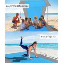 LangRay Couverture De Plage 200 X 210cm Couverture De Pique-nique Sand Répétant Camping Camping Couverture Étanche Plage Tapis 4 Pilules Portable Sable Ultralight Gratuit Pour Park BBQ, Plage, Voyage, Camping -Plaid et couverture Soldes 33928255 5