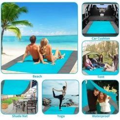 LangRay Couverture De Plage De Pique-nique Couverture Imperméable, Couverture De Camping Sable-répulsive 4 Coins De Fixation, Pique-nique / Tapis De Plage Pour La Plage, Camping, Randonnée Et Excursions (bleu 200x210 Cm) -Plaid et couverture Soldes 33928288 5