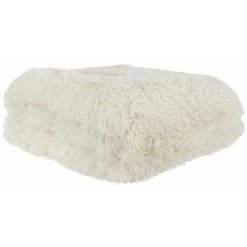 Paris Prix - Couvre-lit Poils Longs "fourrure" 220x240cm Ivoire