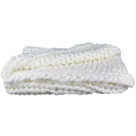 Paris Prix - Plaid Déco Maille "chunky" 120x150cm écru 4 Paris Prix - Plaid Déco Maille "chunky" 120x150cm écru – Image 2