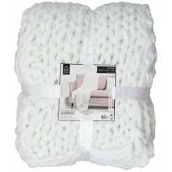 Paris Prix - Plaid Déco Maille "chunky" 120x150cm écru 11 Paris Prix - Plaid Déco Maille "chunky" 120x150cm écru -Plaid et couverture Soldes 34160001 5