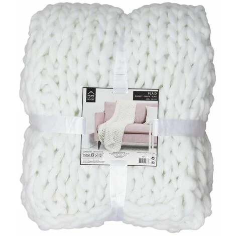 Paris Prix - Plaid Déco Maille "chunky" 120x150cm écru 7 Paris Prix - Plaid Déco Maille "chunky" 120x150cm écru – Image 5