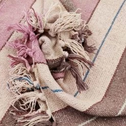 RIDEAUDISCOUNT Plaid, Fouta, Jeté De Lit 100 % Coton 120 X 150 Cm Avec Franges Tramé Rayures Multicolore - Multicolore -Plaid et couverture Soldes 34350247 2