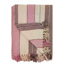 RIDEAUDISCOUNT Plaid, Fouta, Jeté De Lit 100 % Coton 120 X 150 Cm Avec Franges Tramé Rayures Multicolore - Multicolore -Plaid et couverture Soldes 34350247 4