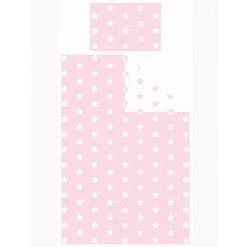 ARGOFIELD Parure De Lit Réversible Et Taie D'oreiller Etoiles Roses Et Blanches - 135 Cm X 200 Cm - Rose -Plaid et couverture Soldes 34524788 4