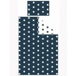 ARGOFIELD Parure De Lit Réversible Et Taie D'oreiller Etoiles Bleu Marine Et Blanc - 135 Cm X 200 Cm - Bleu -Plaid et couverture Soldes 34524789 4