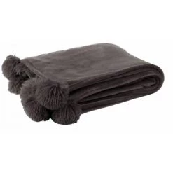 Paris Prix - Plaid à Pompons "blanket" 130x170cm Taupe