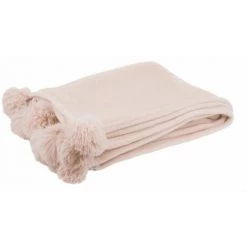 Paris Prix - Plaid à Pompons "blanket" 130x170cm Rose Clair