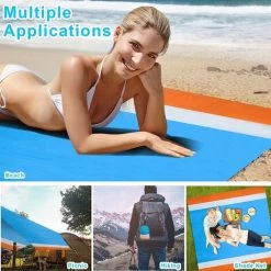 DIYOZZY Couverture De Plage, Couvertures De Pique-nique Surdimensionnées, Tapis De Plage Sans Sable 79 "X 83" Adapté Pour 4-7 Adultes, Tapis De Pique-nique Léger Et Imperméable Pour Les Voyages, Le Camping, La Randonnée -Plaid et couverture Soldes 34742963 3