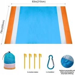 DIYOZZY Couverture De Plage, Couvertures De Pique-nique Surdimensionnées, Tapis De Plage Sans Sable 79 "X 83" Adapté Pour 4-7 Adultes, Tapis De Pique-nique Léger Et Imperméable Pour Les Voyages, Le Camping, La Randonnée -Plaid et couverture Soldes 34742963 5