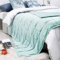 GOPLUS Couvertures Pondérées Pour Sommeil, Couverture Lestée Pour Adultes Et Enfants, En Polyester Avec Perles De Verre, Contre L'Insomnie Lourde Ou Stress, Couleur Vert (104 X 152 Cm, 3.2) -Plaid et couverture Soldes 34761552 5