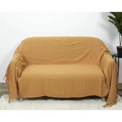 Paris Prix - Jeté De Canapé "gaufré" 170x250cm Jaune Ocre -Plaid et couverture Soldes 34842121 5