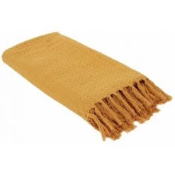 Paris Prix - Jeté De Canapé "gaufré" 130x160cm Jaune Ocre