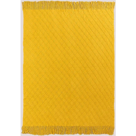 Couverture Plaid Gradd SKLUM Polyester - Moutarde 3 Couverture Plaid Gradd SKLUM Polyester - Moutarde