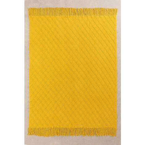 Couverture Plaid Gradd SKLUM Polyester - Moutarde 4 Couverture Plaid Gradd SKLUM Polyester - Moutarde – Image 2