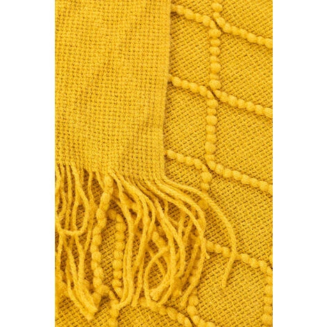 Couverture Plaid Gradd SKLUM Polyester - Moutarde 6 Couverture Plaid Gradd SKLUM Polyester - Moutarde – Image 4