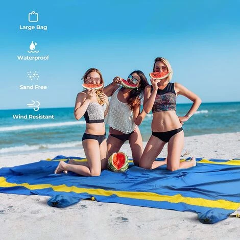 THSINDE Couverture De Plage, Coussin De Couverture De Plage Sans Sable 108 "x 84" Pour Empêcher Le Sable, Adapté Pour 5-8 Adultes, Très Grand Tapis D'extérieur Léger, Adapté Pour Les Voyages De Camping Et La Randonnée 4 THSINDE Couverture De Plage, Coussin De Couverture De Plage Sans Sable 108 "x 84" Pour Empêcher Le Sable, Adapté Pour 5-8 Adultes, Très Grand Tapis D'extérieur Léger, Adapté Pour Les Voyages De Camping Et La Randonnée – Image 2