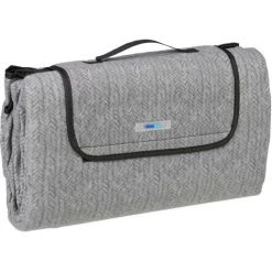 Relaxdays Couverture Pique-nique XXL, 200x200 Cm, Tapis De Plage Polaire, Isolation Thermique, Imperméable, Anse, Gris -Plaid et couverture Soldes 35078337 3