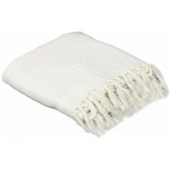 THE HOME DECO FACTORY Jeté De Canapé Gaufré 170x250 Cm Ivoire - Blanc