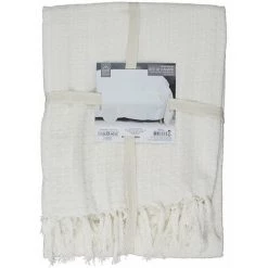 THE HOME DECO FACTORY Jeté De Canapé Gaufré 170x250 Cm Ivoire - Blanc -Plaid et couverture Soldes 35323413 5