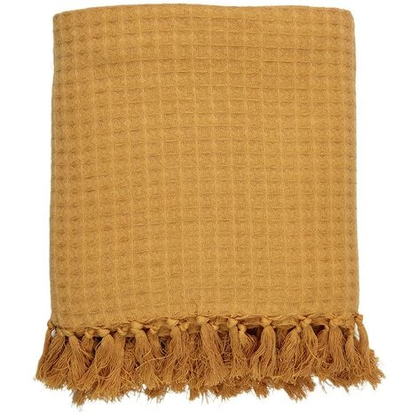 THE HOME DECO FACTORY Jeté De Canapé Gaufré 170x250 Cm Ocre - Jaune 5 THE HOME DECO FACTORY Jeté De Canapé Gaufré 170x250 Cm Ocre - Jaune – Image 3