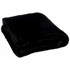 Paris Prix - Plaid Imitation Fourrure "cutie" 130x180cm Noir