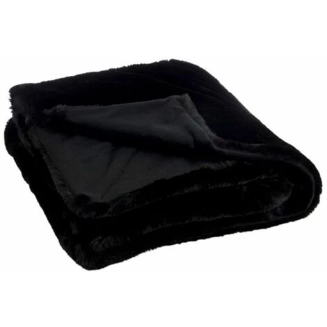 Paris Prix - Plaid Imitation Fourrure "cutie" 130x180cm Noir 4 Paris Prix - Plaid Imitation Fourrure "cutie" 130x180cm Noir – Image 2