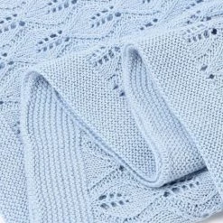 LangRay Couverture Bébé 100% Coton / Couverture Douillette / Couverture Tricotée, 100 Cm X 80 Cm(bleu) -Plaid et couverture Soldes 35470009 4
