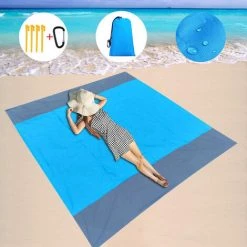 ASUPERMALL Tapis De Pique-Nique Impermeable A L'Eau Pour Camping En Plein Air, Tapis De Couverture De Pique-Nique Pliable Portable, Bleu Gradient -Plaid et couverture Soldes 35607300 3