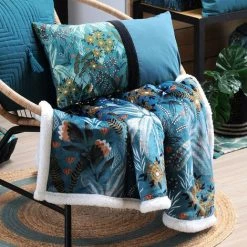 LOVELY CASA Plaid 130x160 Cm Keyra Pétrole - Bleu -Plaid et couverture Soldes 35834845 3