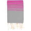 LA MAISON D'AMELIE Fouta 100 Cm X 200 Cm Miami - 100% Coton - Finition Franges - GRIS FONCE/ROSE FLUO 2 LA MAISON D'AMELIE Fouta 100 Cm X 200 Cm Miami - 100% Coton - Finition Franges - GRIS FONCE/ROSE FLUO -Plaid et couverture Soldes 35871907 1