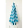 LA MAISON D'AMELIE Fouta 100 Cm X 200 Cm Twopik - 100% Coton - Finition Franges - BLEU TURQUOISE/BLANC -Plaid et couverture Soldes 35871943 1