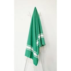 OCEAN VIBES Fouta 100 Cm X 200 Cm Cap Ferret - 100% Coton - Finition Franges - VERT VARECH
