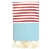 LA MAISON D'AMELIE Fouta 100 Cm X 200 Cm Rio - 100% Coton - Finition Franges - BLEU TURQUOISE/ROUGE -Plaid et couverture Soldes 35872343 1