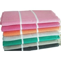 OCEAN VIBES Fouta 100 Cm X 200 Cm Chevron - 100% Coton - Finition Franges - BLEU TURQUOISE -Plaid et couverture Soldes 35872361 3