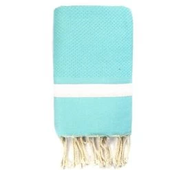 LA MAISON D'AMELIE Fouta 100 Cm X 200 Cm Corfou - 100% Coton - Finition Franges - BLEU TURQUOISE